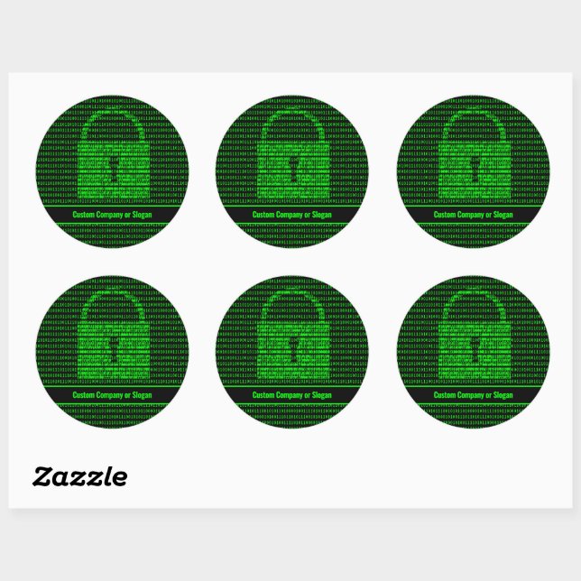 Sticker Rond Sécurité informatique - Cadenas cybernétique sur c (Feuille)
