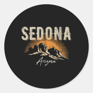 Sticker Rond Sedona Arizona Vintage Montagnes Coucher de soleil