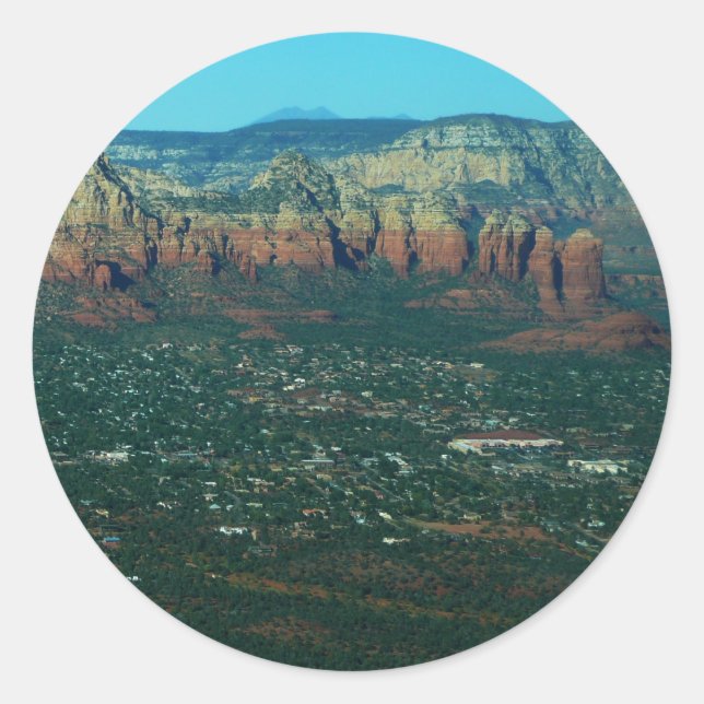 Sticker Rond Sedona et Coffee Pot Rock vus d'en haut (Devant)
