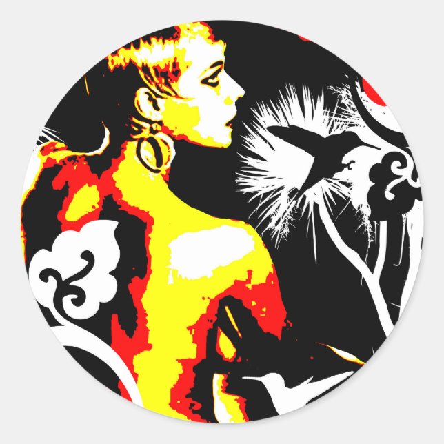 Sticker Rond Séduction nostalgique - Danse des colibris (Devant)