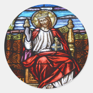 Sticker Rond Seigneur Jésus sur le trône vitrail