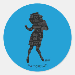 Sticker Rond Seinfeld   Elaine Danse Silhouette