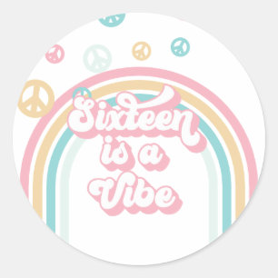 Sticker Rond Seize est une ambiance Rétro Été Arc-en-ciel
