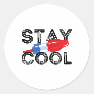 Sticker Rond Séjour Cool Rocket Pop Rouge Blanc Et Bleu Popsicl