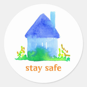 Sticker Rond Séjour en toute sécurité Accueil Maison Bleue Cott