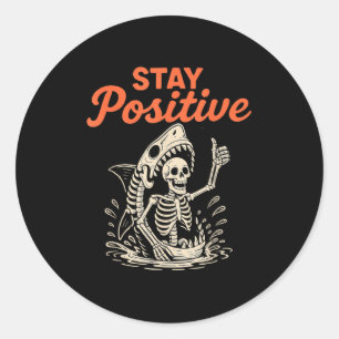 Sticker Rond Séjour Squelette Sitive Requin Drôle Halloween Drô