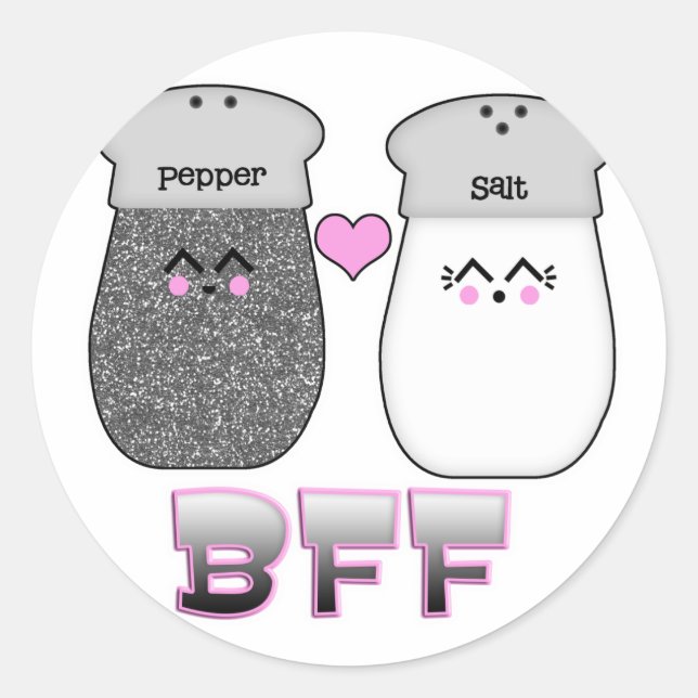 Sticker Rond Sel et Poivre BFF mignons (Devant)