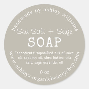 Sticker Rond Sel marin + savon Emballage de soins de la peau