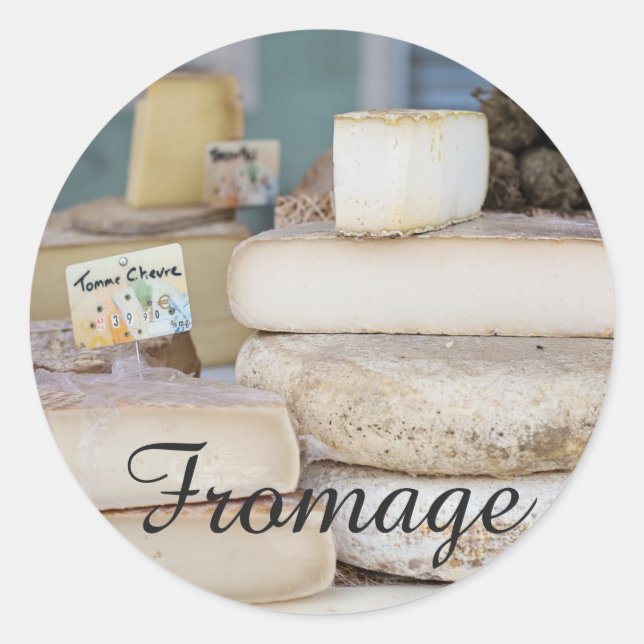 Sticker Rond Sélection de Fromage Rustique Français (Devant)