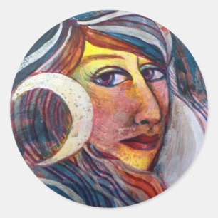 Sticker Rond Selene Moon déesse MoonChild