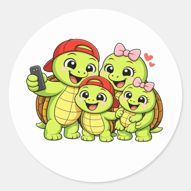 Sticker Rond Selfie de famille (Devant)
