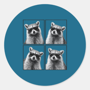Sticker Rond Selfie de raton laveur Adorables selfies de raton