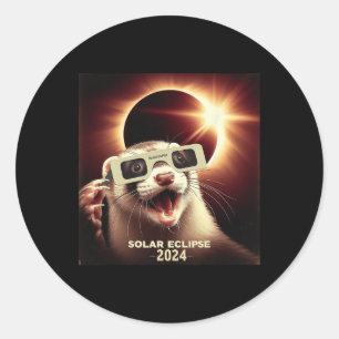 Sticker Rond Selfie Ferret Enfants Mens Solaire Eclipse Ferret