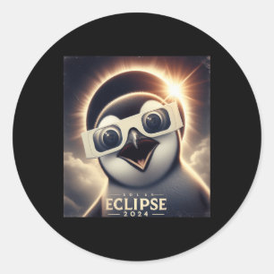 Sticker Rond Selfie Penguin Enfants Mens Éclipse solaire