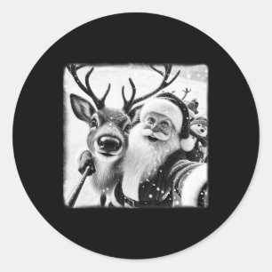 Sticker Rond Selfie renne drôle Noël Noël Noël Noël Noël Noël N