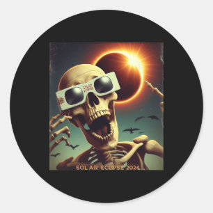Sticker Rond Selfie Skeleton Kids Mens Solaire Eclipse 1