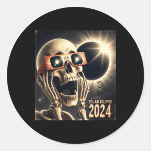 Sticker Rond Selfie Skeleton Kids Mens Solaire Eclipse 2