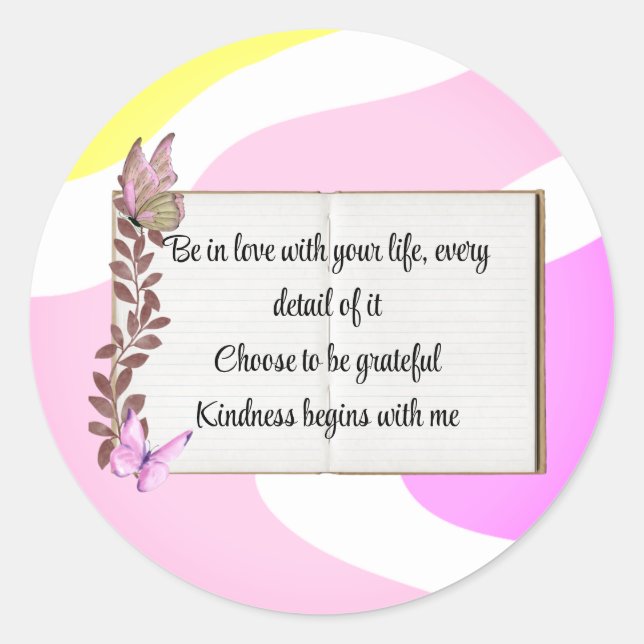 Sticker Rond Selflove inspirational phrase (Devant)