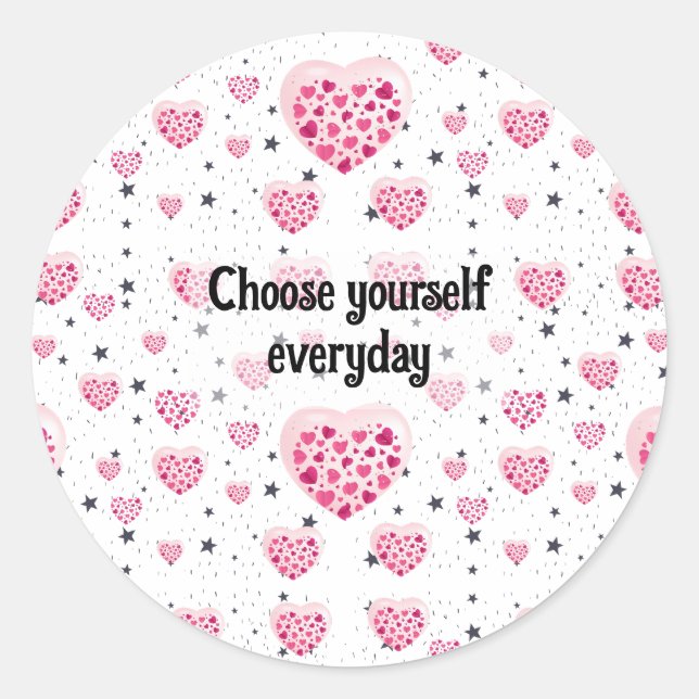 Sticker Rond Selflove inspirational quote sweet heart and start (Devant)
