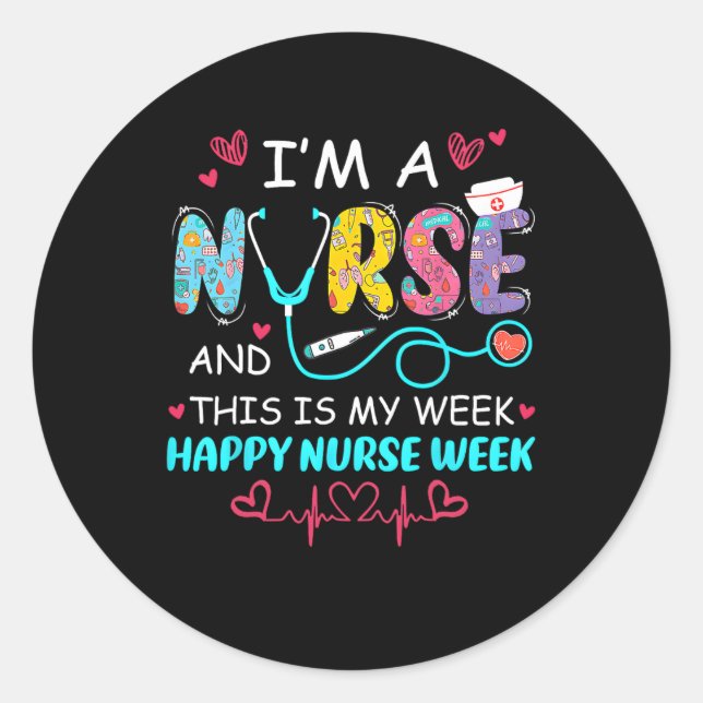 Sticker Rond Semaine d'appréciation des infirmières - Joyeuses  (Devant)