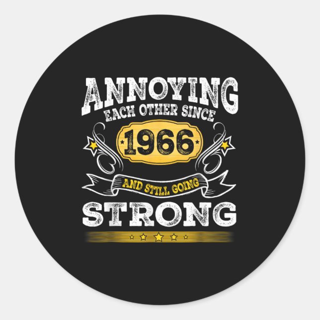 Sticker Rond S'embêter Depuis 1966 Anniversaire Mariage (Devant)