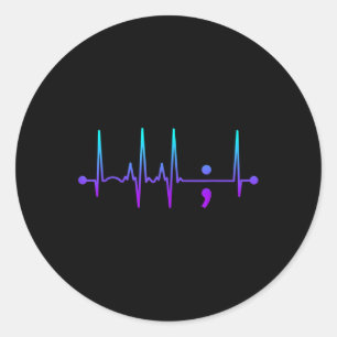 Sticker Rond Semicolon Coeur Beat Suicide Sensibilisation Suici