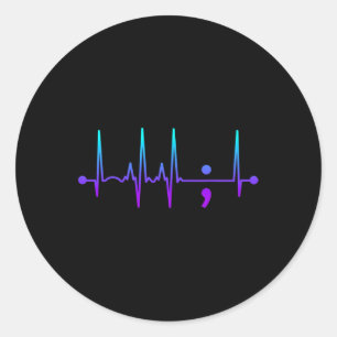 Sticker Rond Semicolon Coeur Beat Suicide Sensibilisation Suici