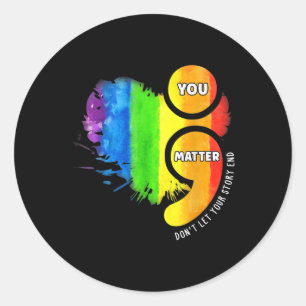 Sticker Rond Semicolon coloré Santé mentale S Sensibilisation W