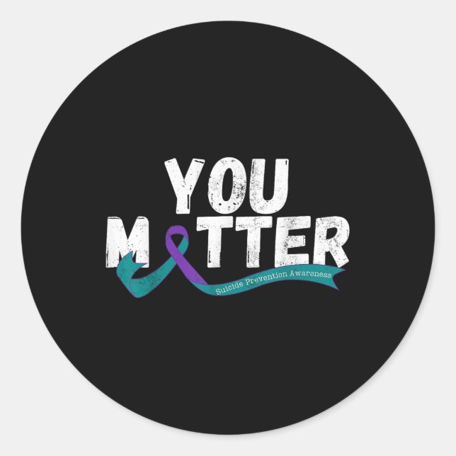 Sticker Rond Semicolon de sensibilisation à la prévention du su (Devant)