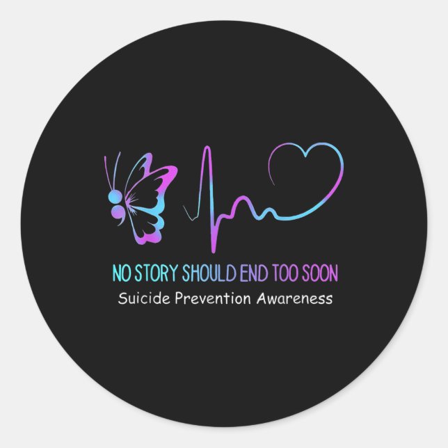 Sticker Rond Semicolon de sensibilisation à la prévention du su (Devant)