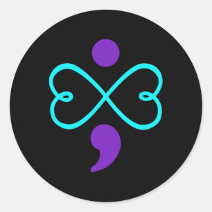 Sticker Rond Semicolon de sensibilisation à la prévention du su