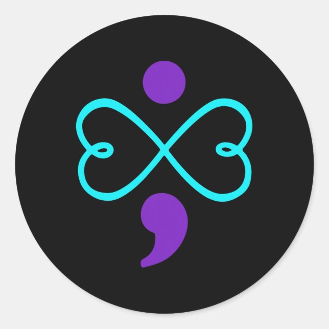 Sticker Rond Semicolon de sensibilisation à la prévention du su (Devant)