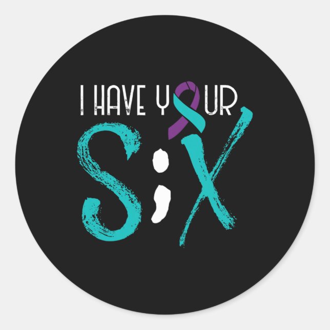 Sticker Rond Semicolon de sensibilisation à la prévention Six (Devant)