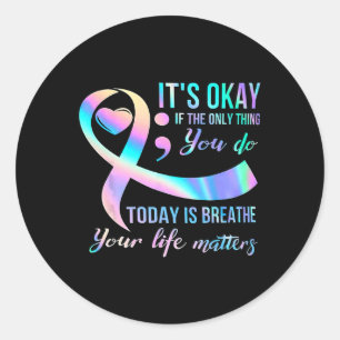Sticker Rond Semicolon de sensibilisation au suicide 988 idées