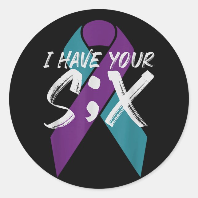 Sticker Rond Semicolon de suicide six cadeau (Devant)