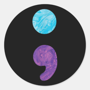Sticker Rond Semicolon Dépression Prévention Suicide Sensibilis
