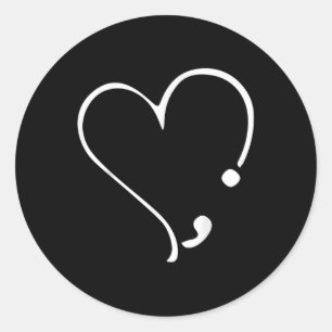 Sticker Rond Semicolon du coeur Cette santé mentale aussi doit