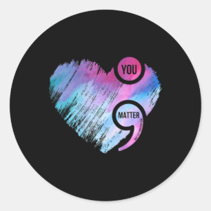 Sticker Rond Semicolon du coeur Projet de prévention du suicide