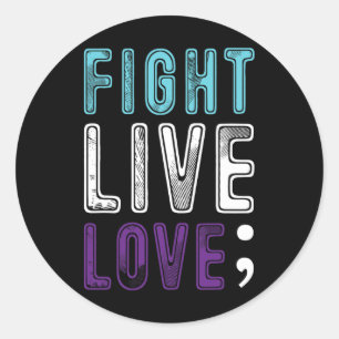 Sticker Rond Semicolon Espère Une Sensibilisation Au Suicide Po