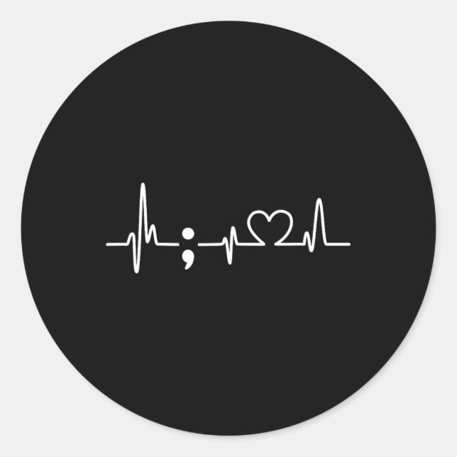 Sticker Rond Semicolon Heartbeat - Sensibilisation à la prévent (Devant)