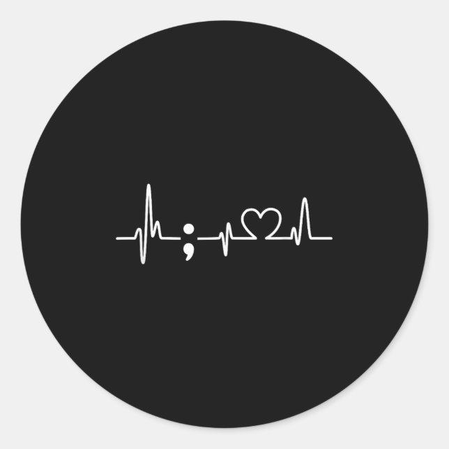 Sticker Rond Semicolon Heartbeat - Sensibilisation à la prévent (Devant)