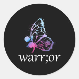 Sticker Rond Semicolon papillon guerrier Prévention du suicide