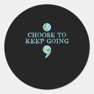 Sticker Rond Semicolon Sensibilisation à la prévention du suici