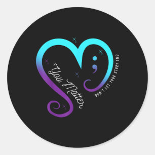 Sticker Rond Semicolon Sensibilisation à la santé mentale Suici
