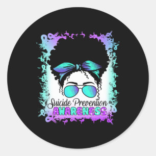 Sticker Rond Semicolon Suicide Turquoise Purple Suicide Prévent
