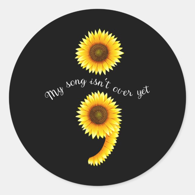 Sticker Rond Semicolon Sunflowe Diffusion de l'expertise en san (Devant)