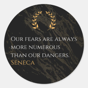 Sticker Rond Seneca's Insight : Les peurs comparées aux dangers