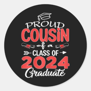 Sticker Rond Senior 2024 Fière Cousin D'Un Cl De 2024 Diplômé