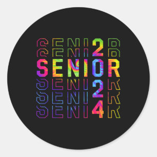 Sticker Rond Senior 2024 Funny Cravate-dye Classe De 2024 Gradu