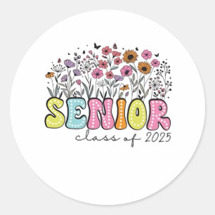 Sticker Rond Senior 2025 Classe des fleurs de printemps 2025